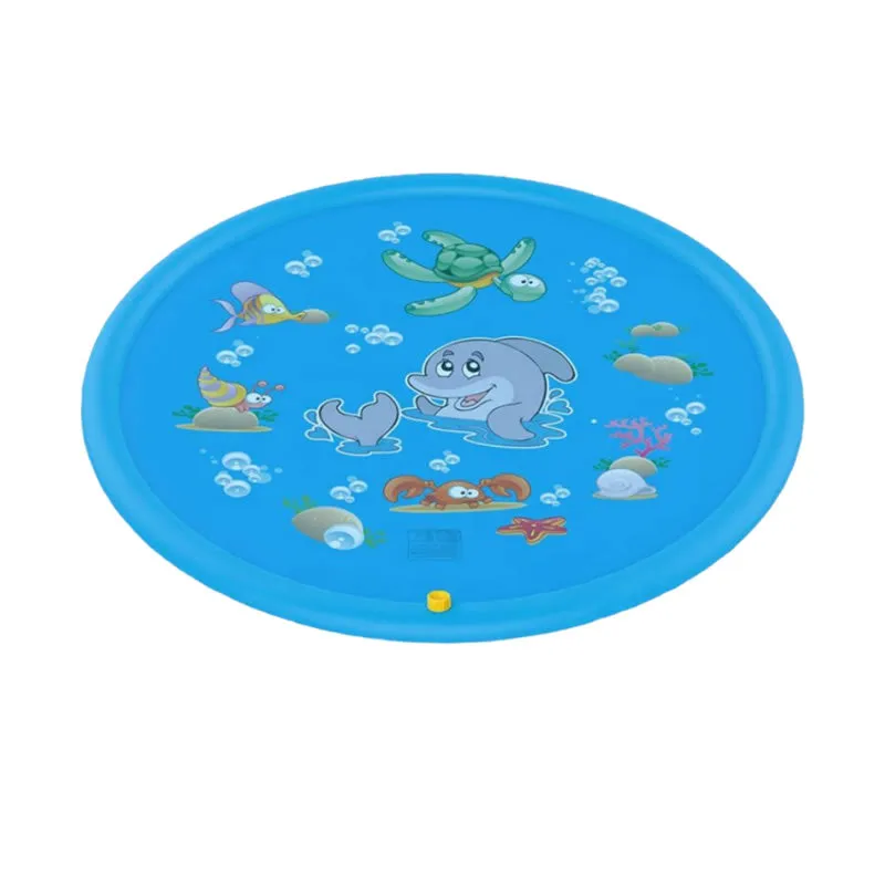 1.72M Inflatable Baby Blue Dolphin Sprinkler Mat Pool