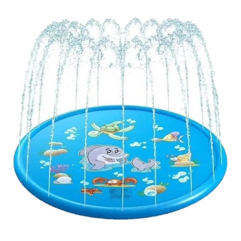 1.72M Inflatable Baby Blue Dolphin Sprinkler Mat Pool