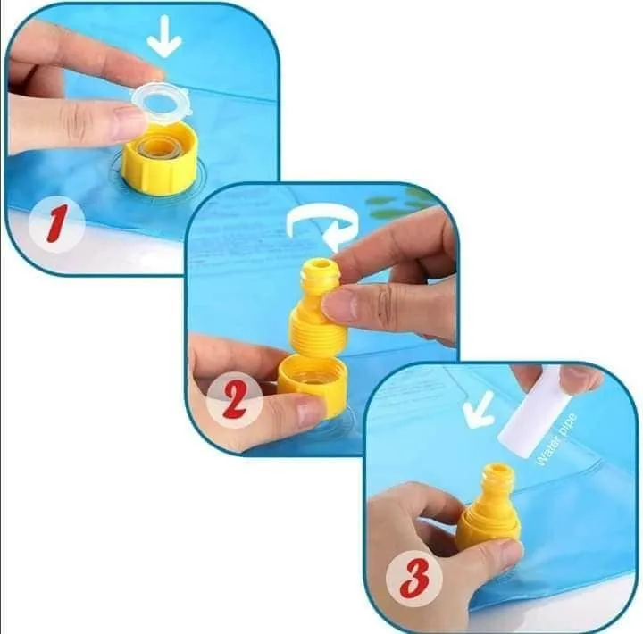1.72M Inflatable Baby Blue Dolphin Sprinkler Mat Pool