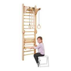 5in1: Wooden Swedish Wall / Climbing ladder for Children   Swing Set   Slide Board   Art Add-on