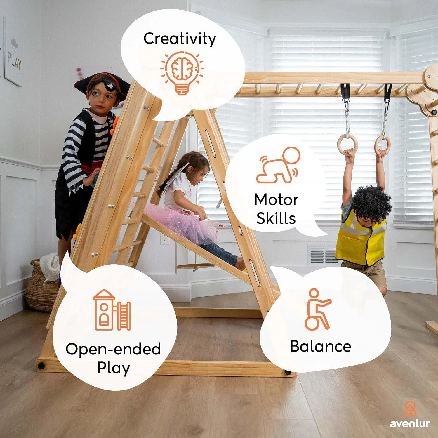 8-in-1 Indoor Playset - Slide, Climbing Wall, Monkey Bars & Swing