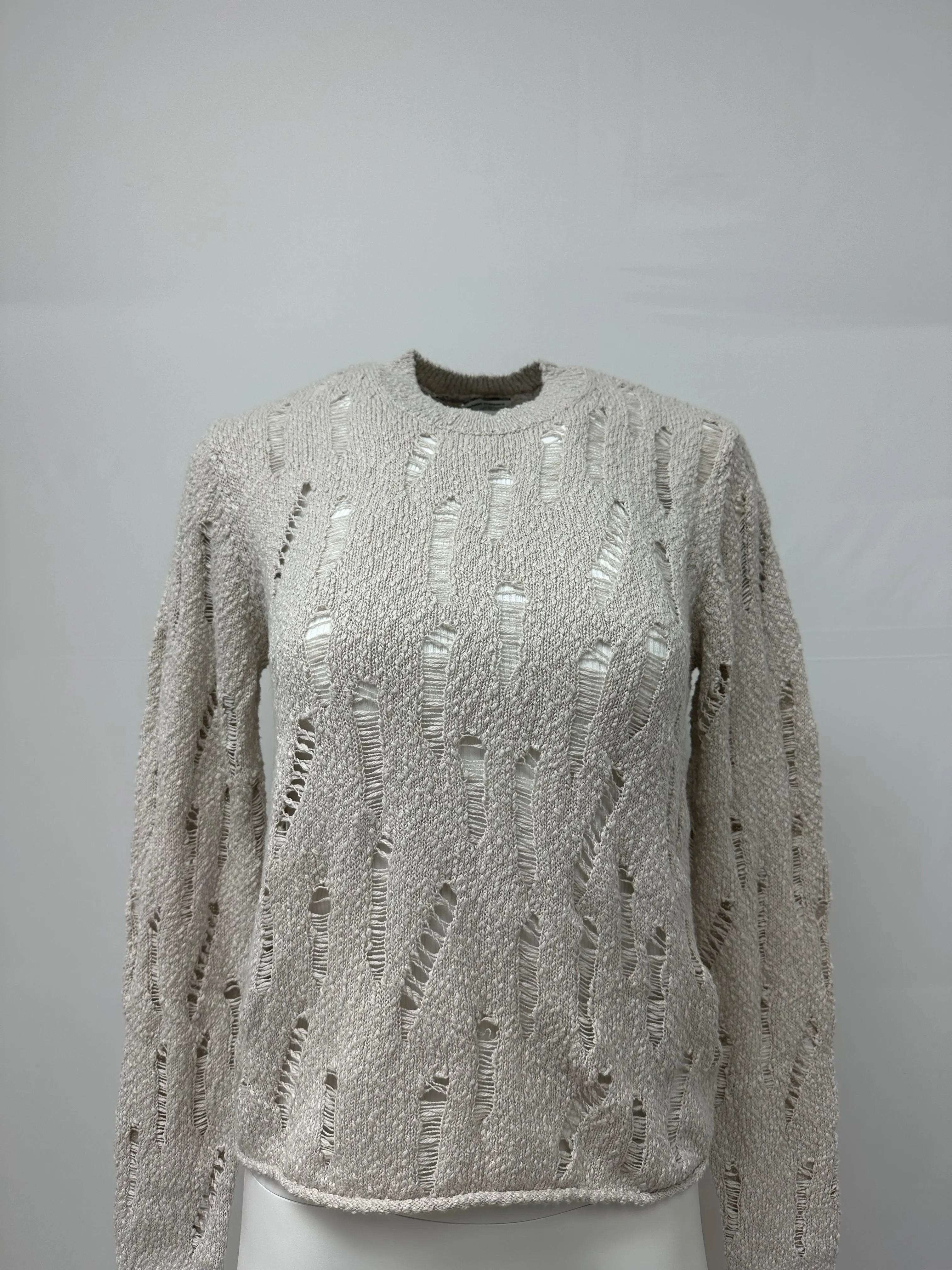 Autumn Cashmere Distressed Ladder Stitch Crew