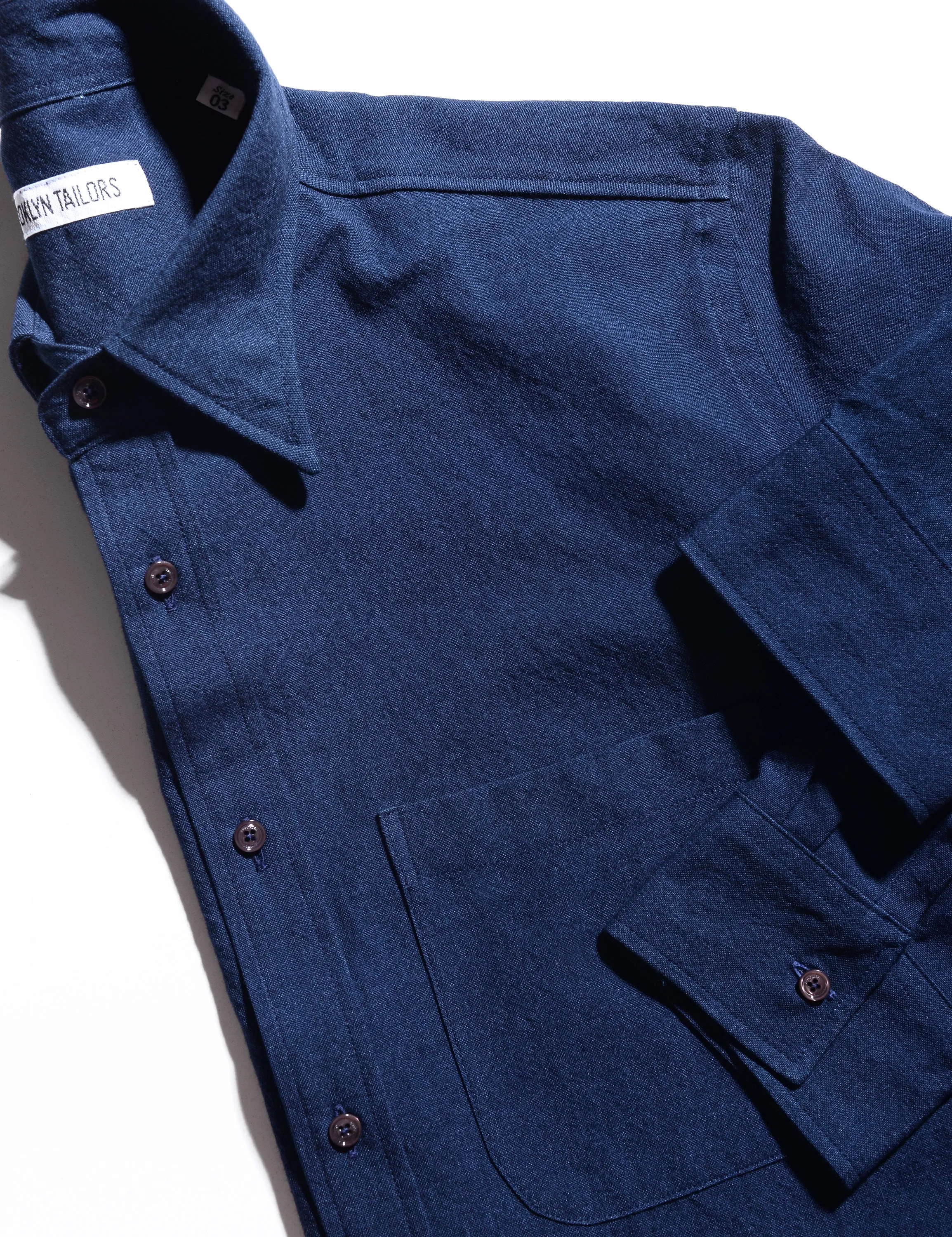 BKT14 Casual Shirt in Sturdy Chambray - Deep Indigo