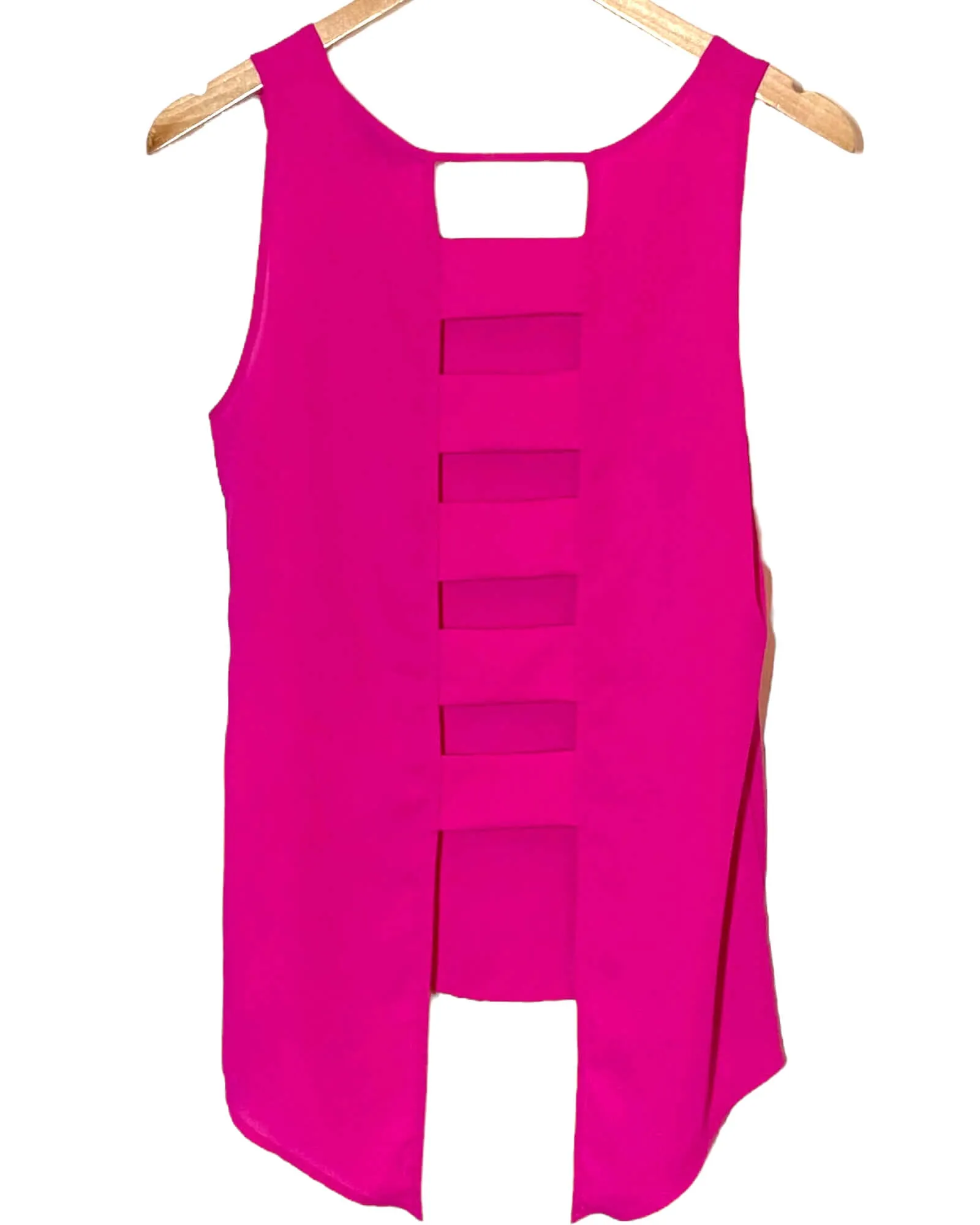 Bright Spring Neon Berry Ladder-Back Sleeveless Top