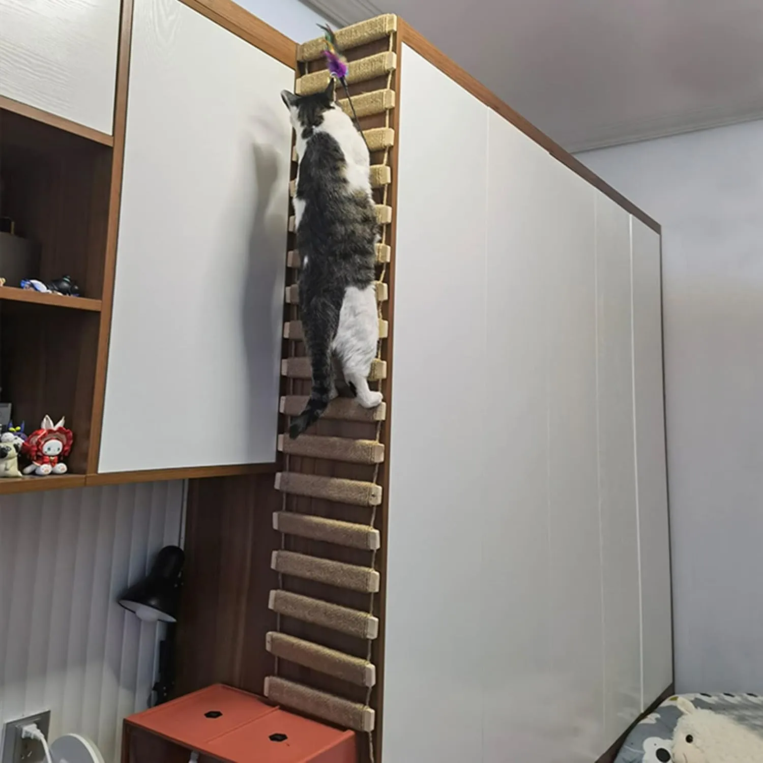 Cat Climbing Frame Tree Wall Bridge Rope Ladder for Pet Wall Furniture