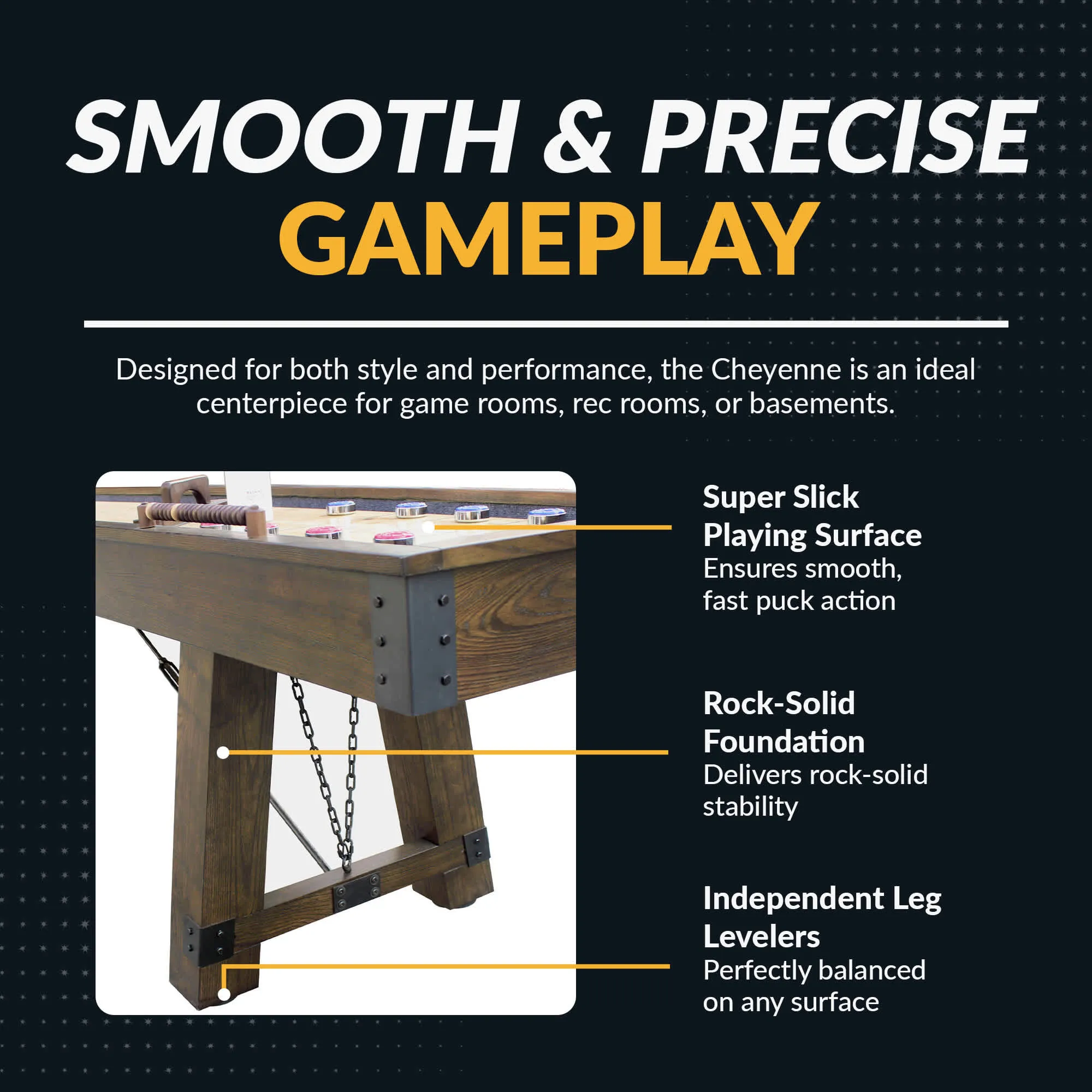 Cheyenne Shuffleboard Table - Rustic Oak Finish
