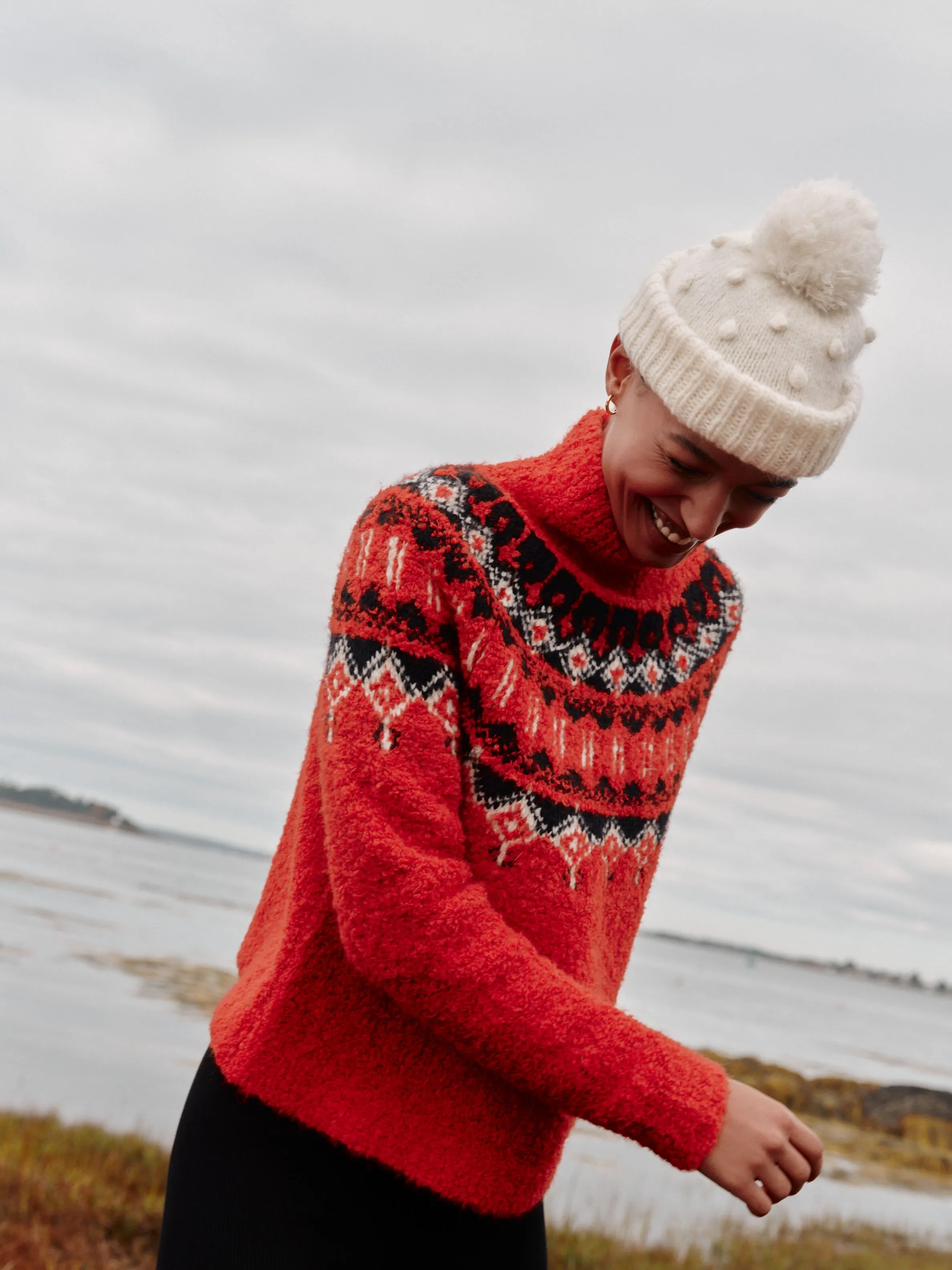 Cream Pom Pom Hat and Mittens Set