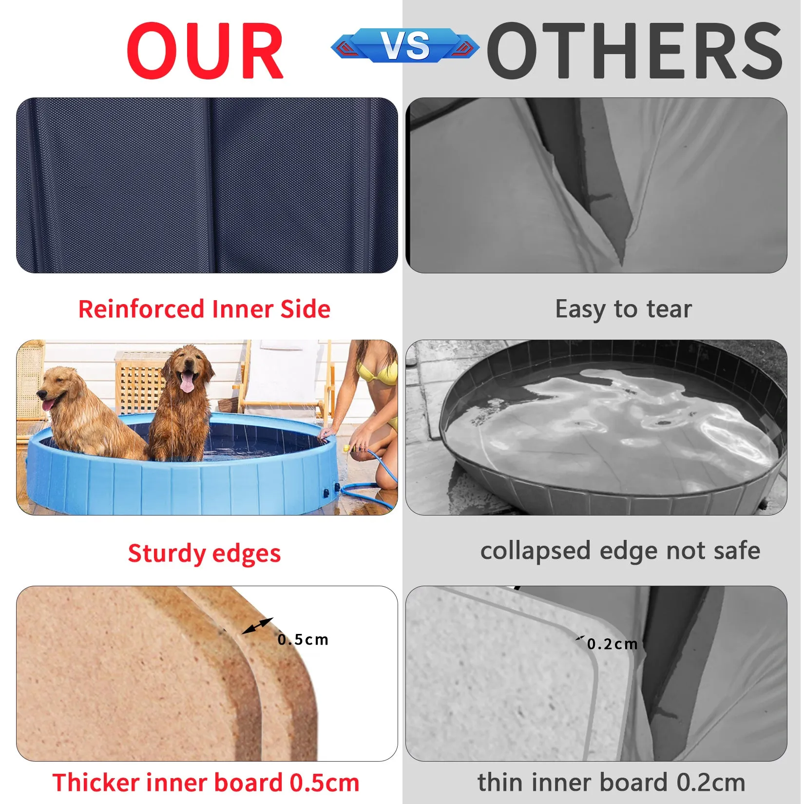 Dog Swimming Pool: Heavy Collapsible Dog Pet Swimming Pool with Spray Sprinkler Pet Bathing Tub for Outside Backyards, Kids Pets Dogs Cats