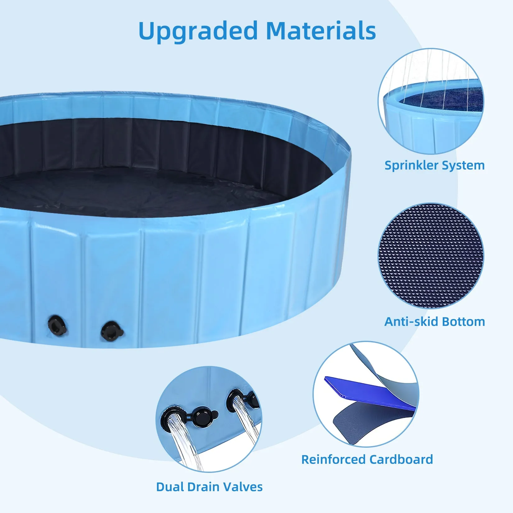 Dog Swimming Pool: Heavy Collapsible Dog Pet Swimming Pool with Spray Sprinkler Pet Bathing Tub for Outside Backyards, Kids Pets Dogs Cats
