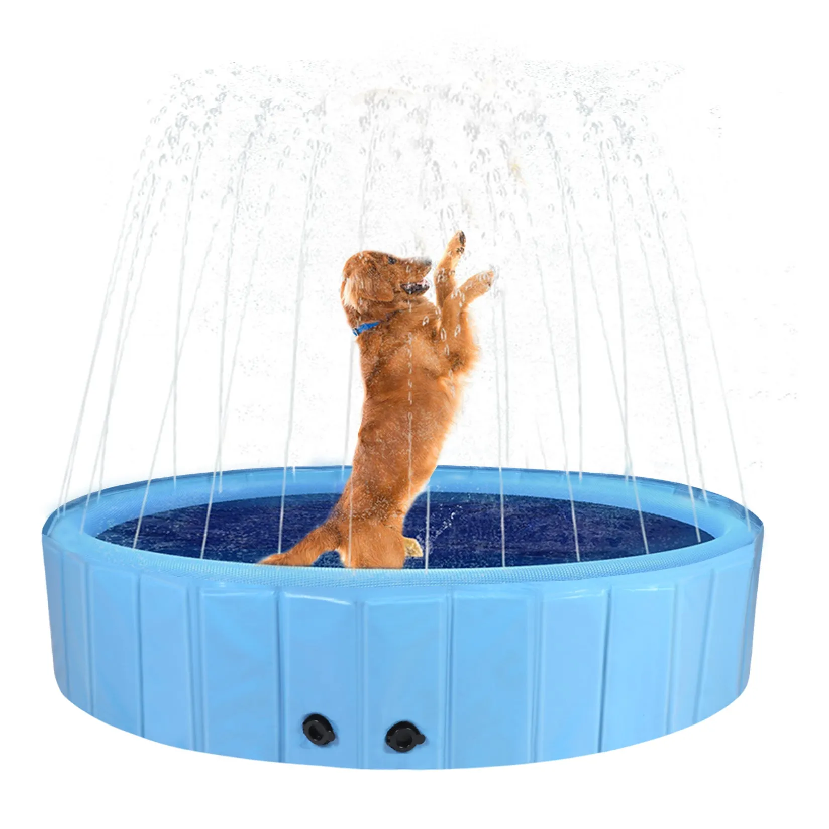 Dog Swimming Pool: Heavy Collapsible Dog Pet Swimming Pool with Spray Sprinkler Pet Bathing Tub for Outside Backyards, Kids Pets Dogs Cats