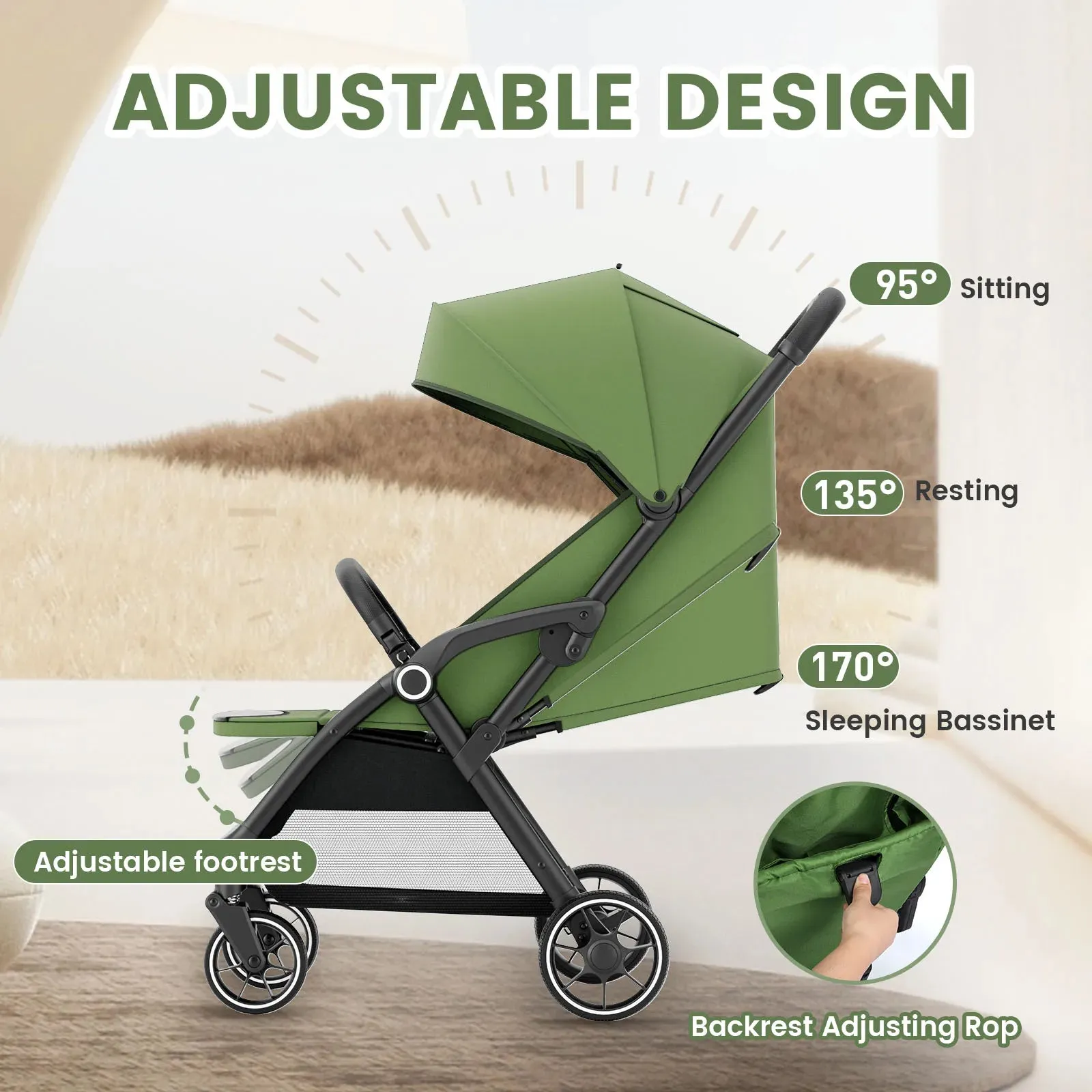 High View Portable Baby Stroller Compact Lightweight Travel Stroller for Babies & Toddlers With 360Swivel Seat