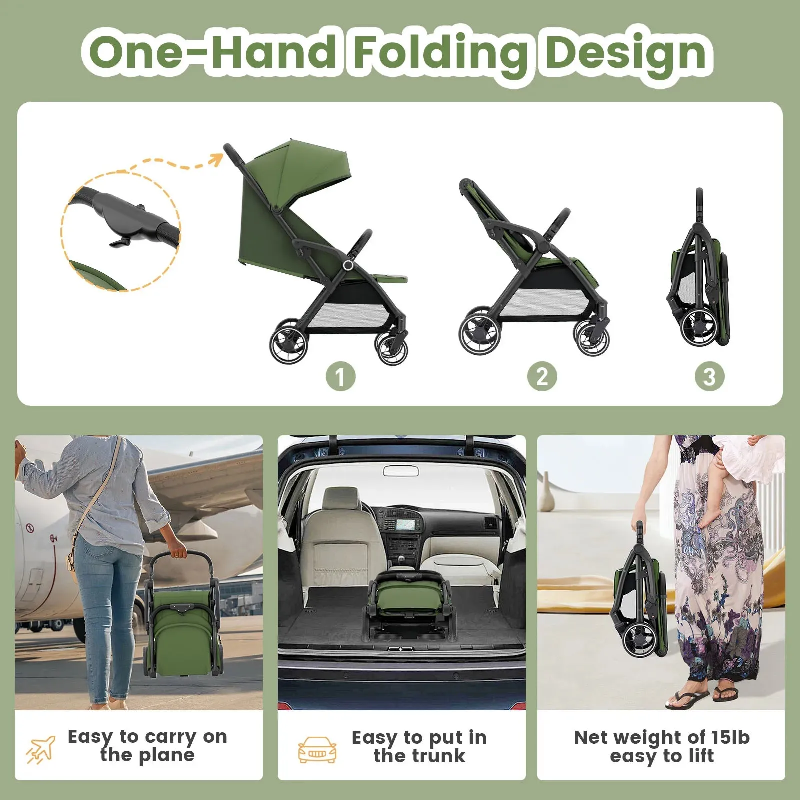 High View Portable Baby Stroller Compact Lightweight Travel Stroller for Babies & Toddlers With 360Swivel Seat