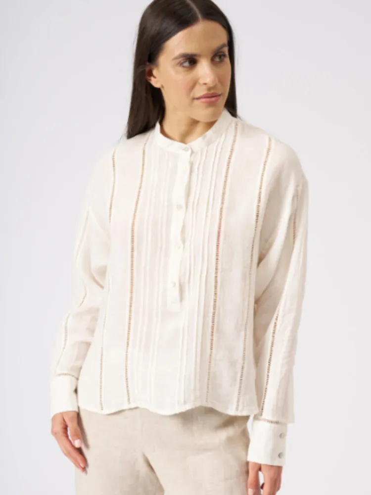 Ladder Lace Pintuck Blouse BUTTER