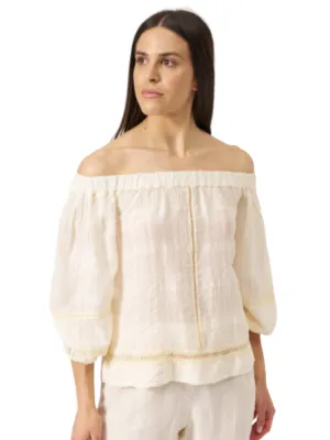 Off The Shoulder Long Sleeve Top ECRU