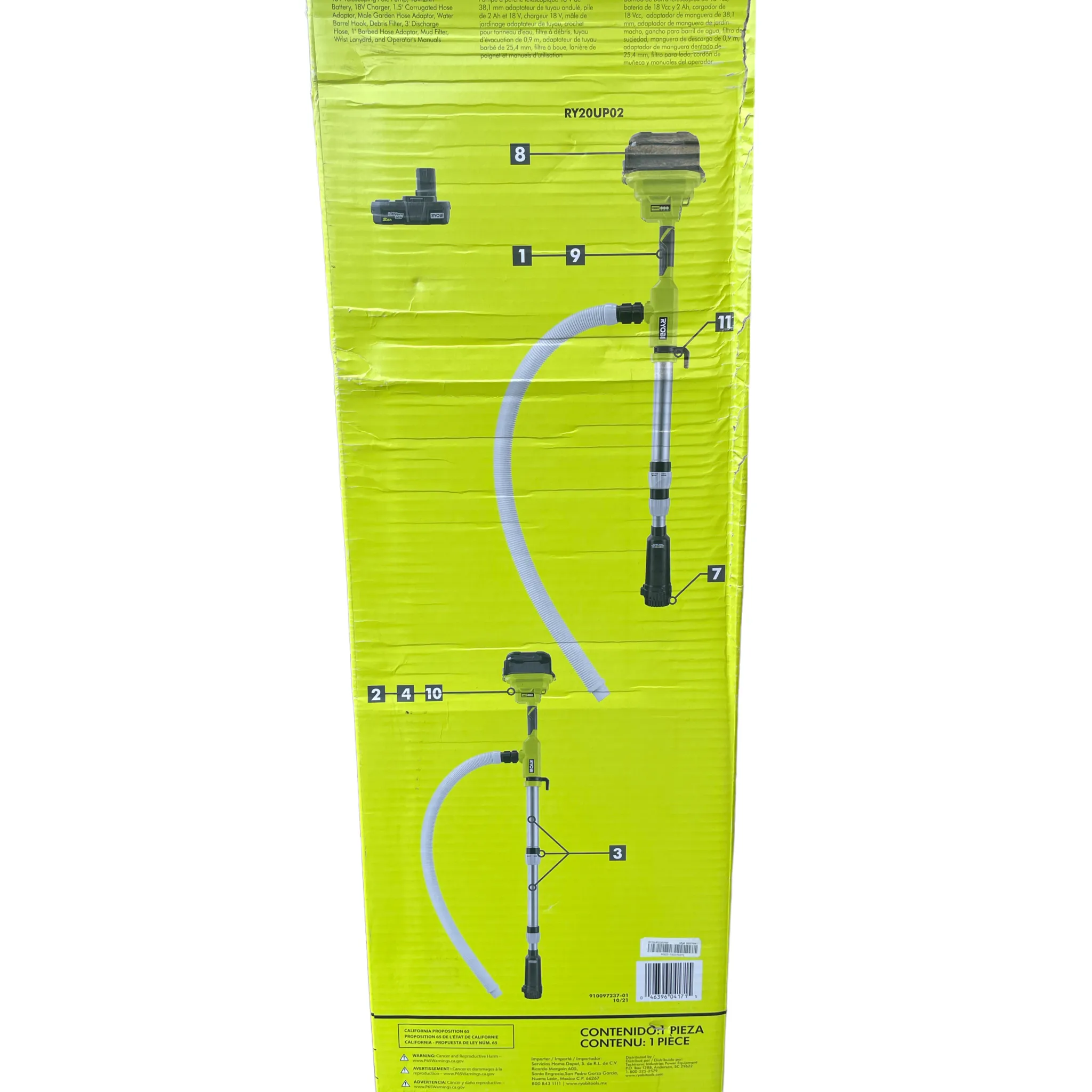 ONE  18V Cordless 1/6 HP Telescoping Pole Pump with 2.0 Ah Battery and Charger