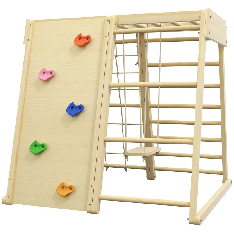 Qaba 5-in-1 Indoor Jungle Gym Playground with Swing, Climber, Monkey Bar