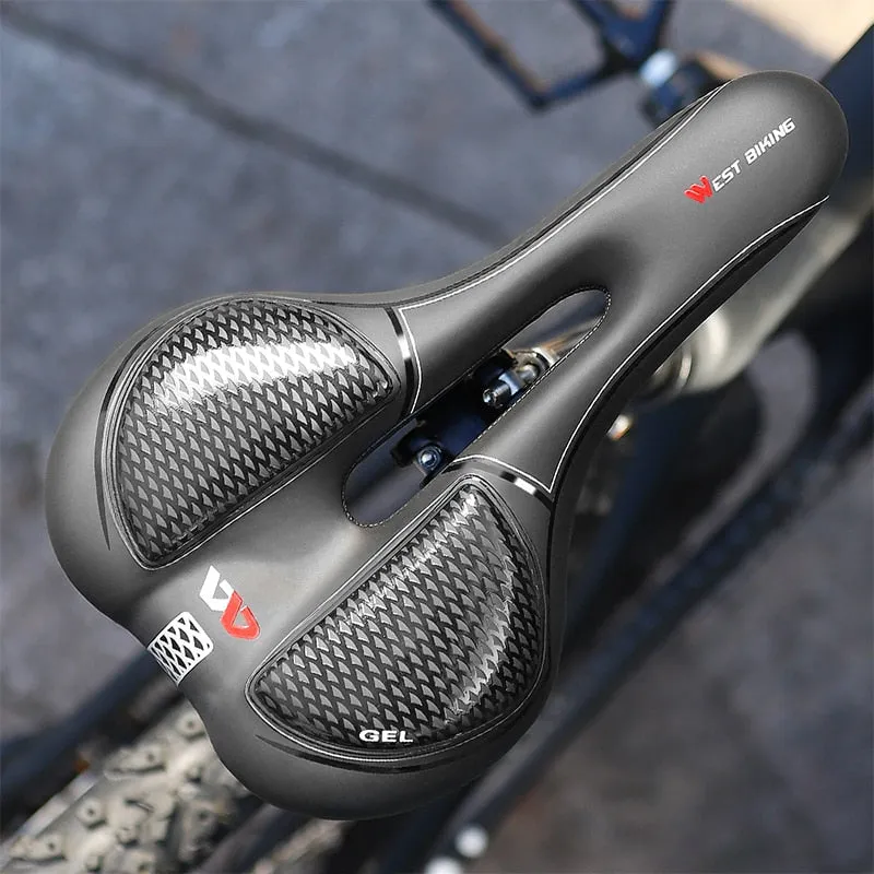 Silica GEL Bicycle Saddle Soft Shock Absorbing MTB Mountain Road Bike Saddle Breathable Hollow Cycling Cushion Seat