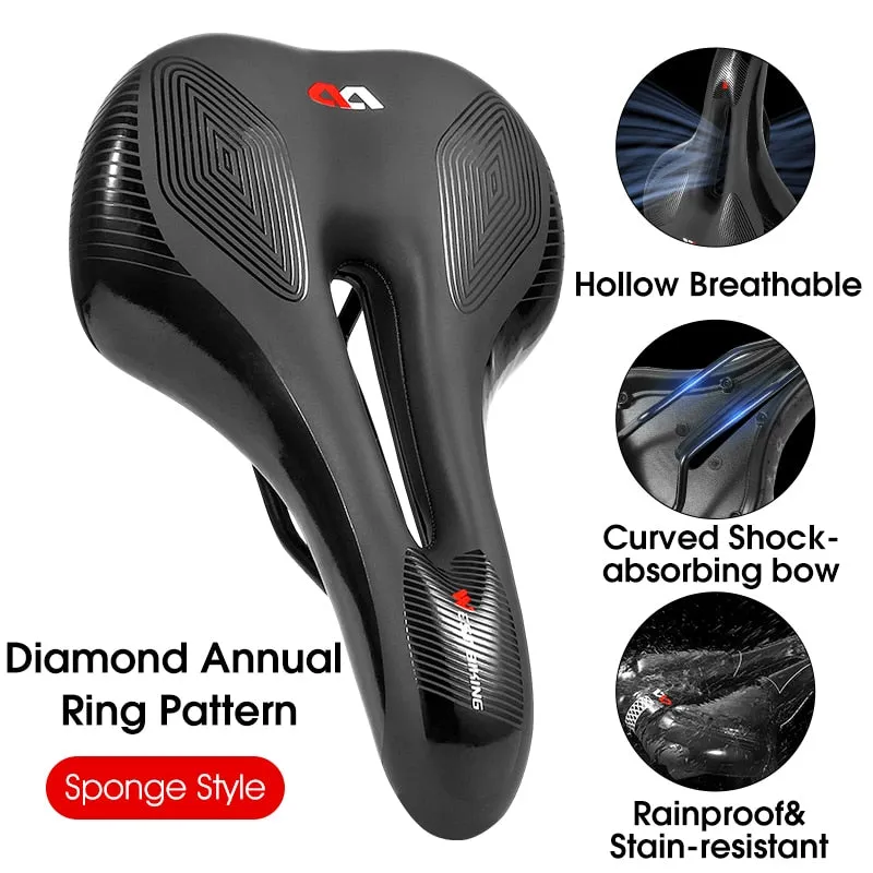 Silica GEL Bicycle Saddle Soft Shock Absorbing MTB Mountain Road Bike Saddle Breathable Hollow Cycling Cushion Seat
