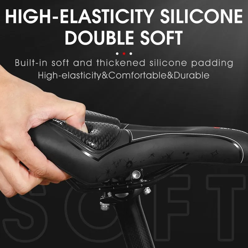 Silica GEL Bicycle Saddle Soft Shock Absorbing MTB Mountain Road Bike Saddle Breathable Hollow Cycling Cushion Seat