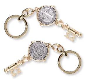 St. Benedict Medal Key Chain - Gold and Silver