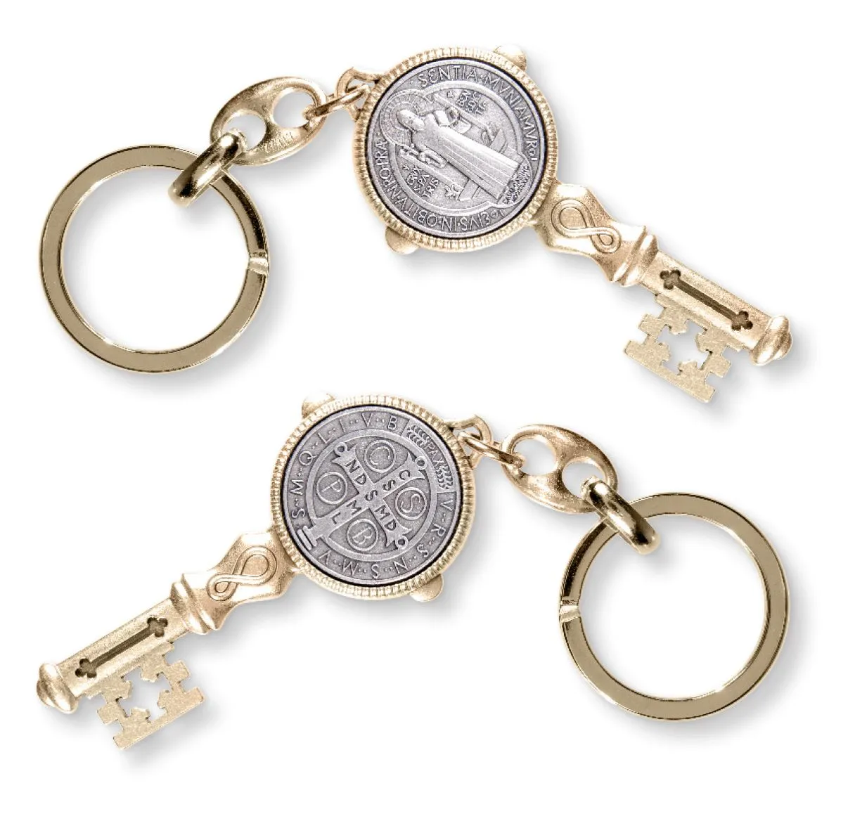 St. Benedict Medal Key Chain - Gold and Silver