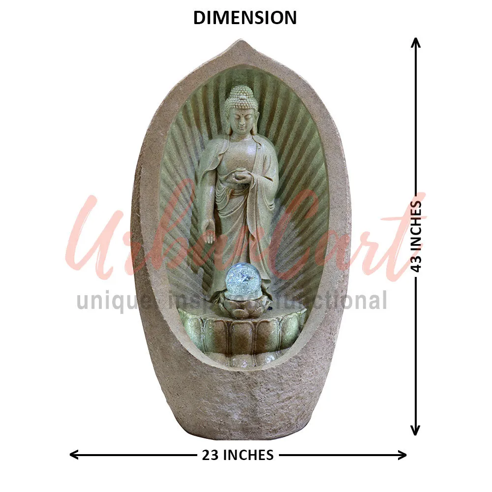 Standing Buddha with Glass Ball Water Fountain