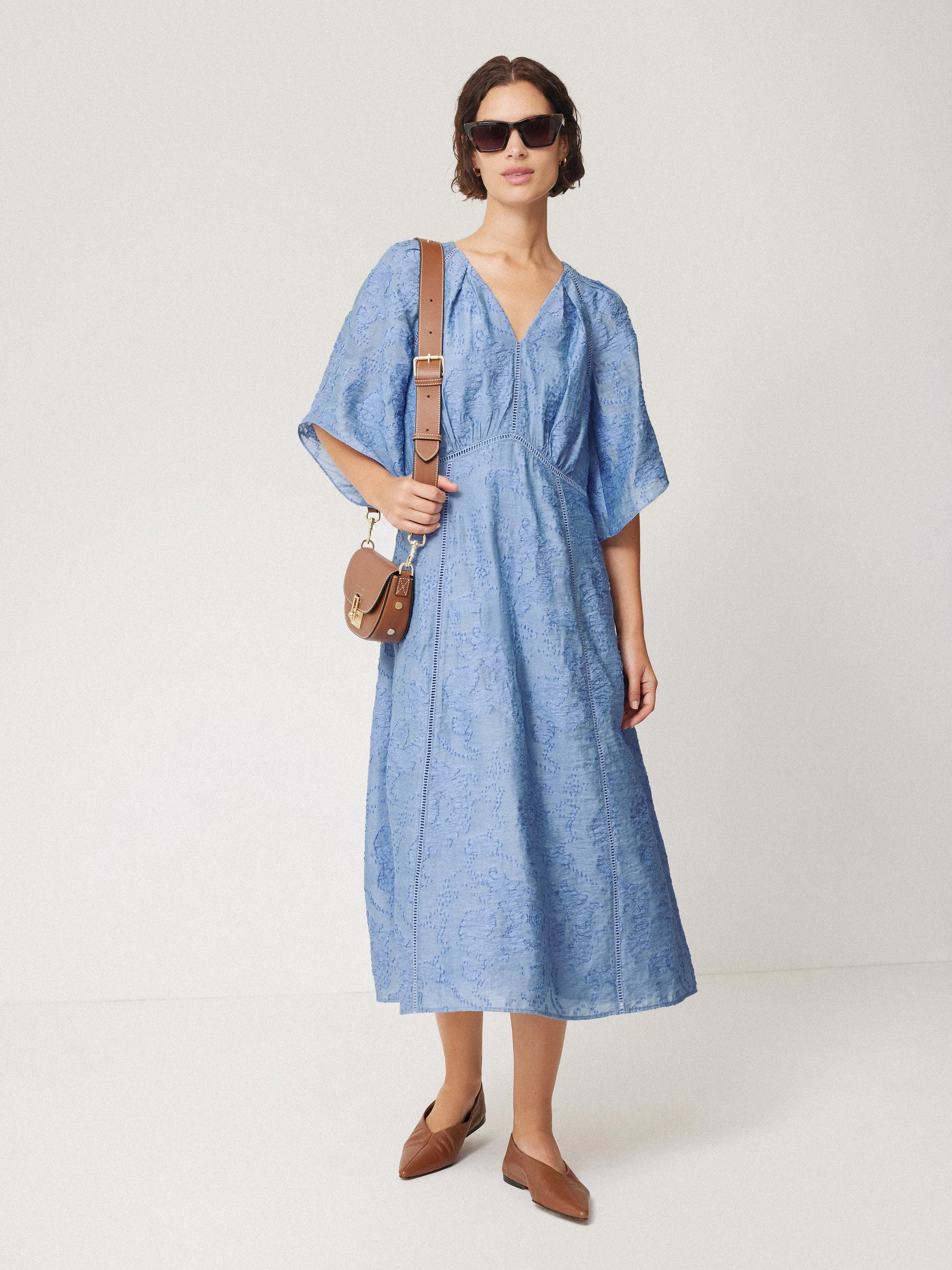 Textured Jacquard Dress | Blue