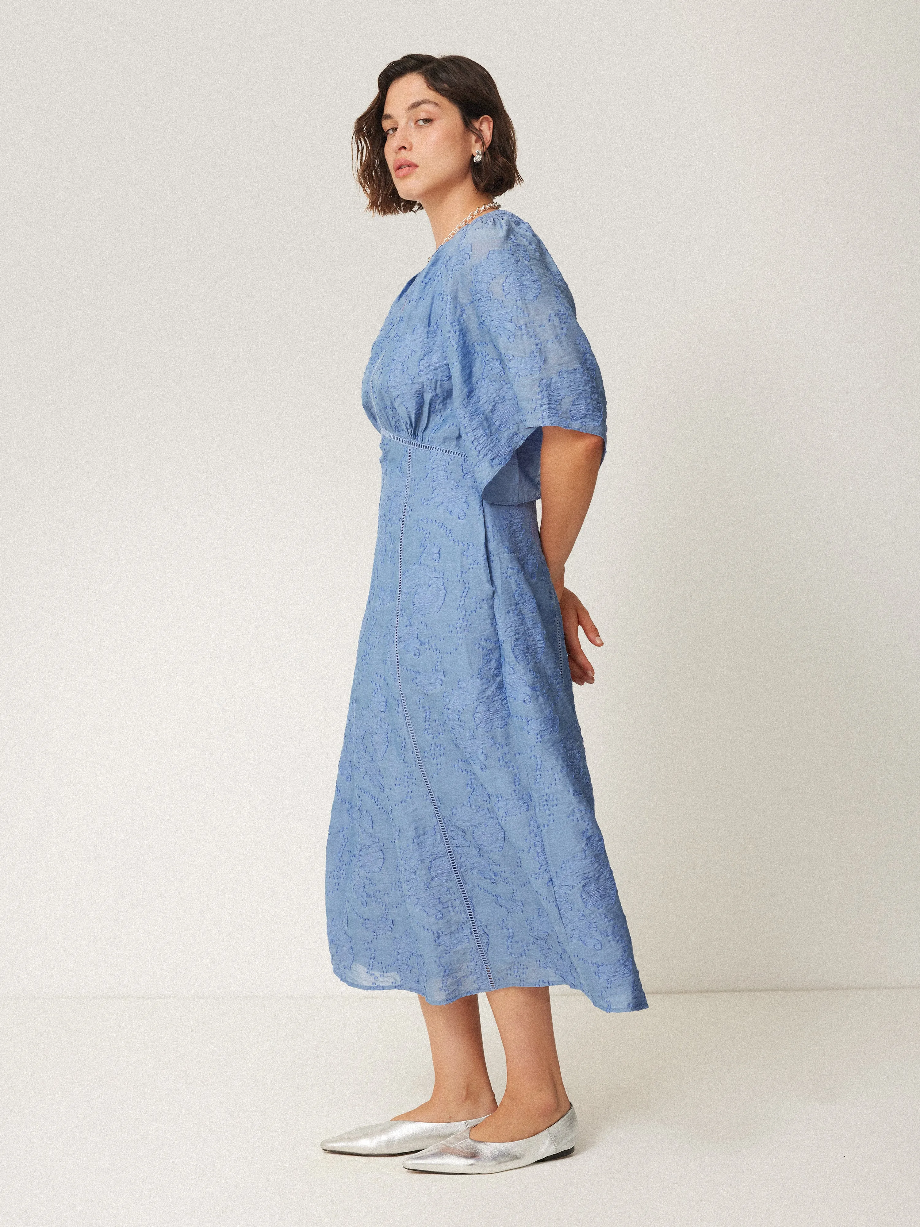 Textured Jacquard Dress | Blue