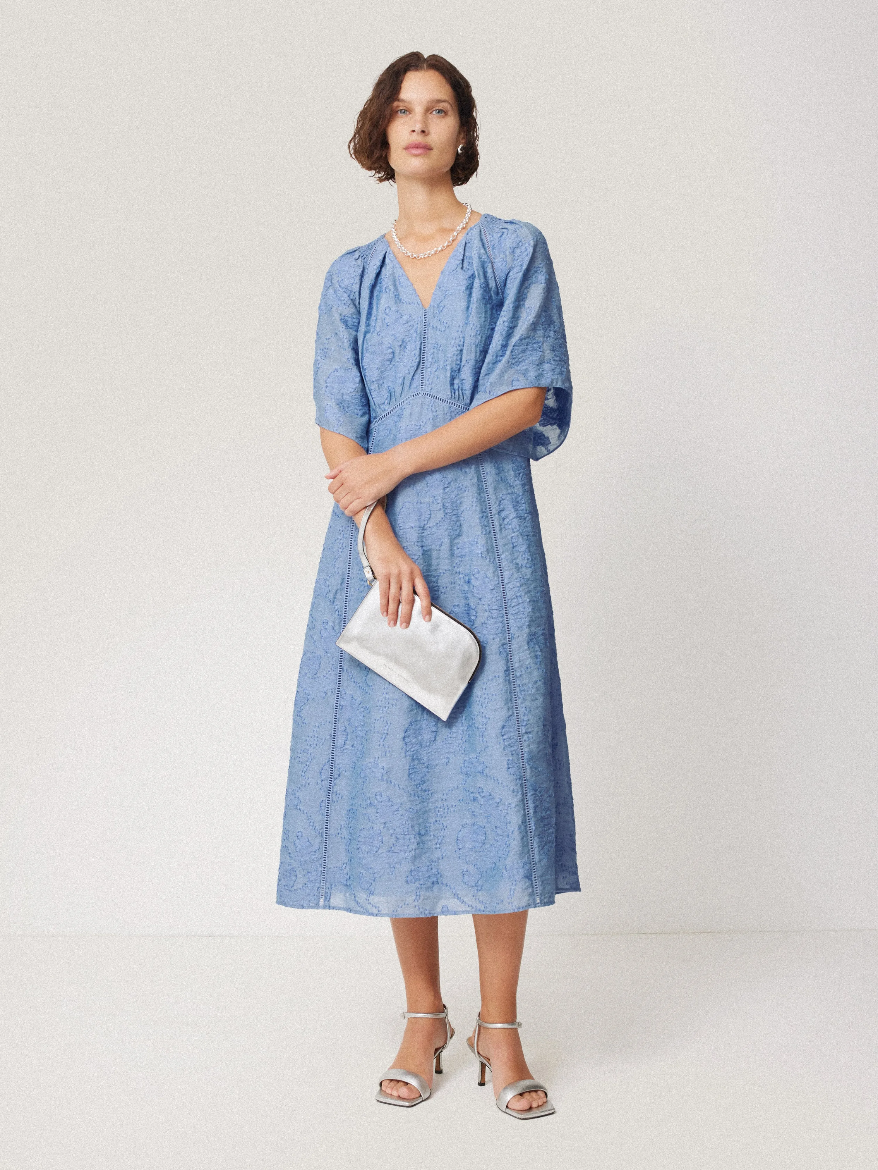 Textured Jacquard Dress | Blue